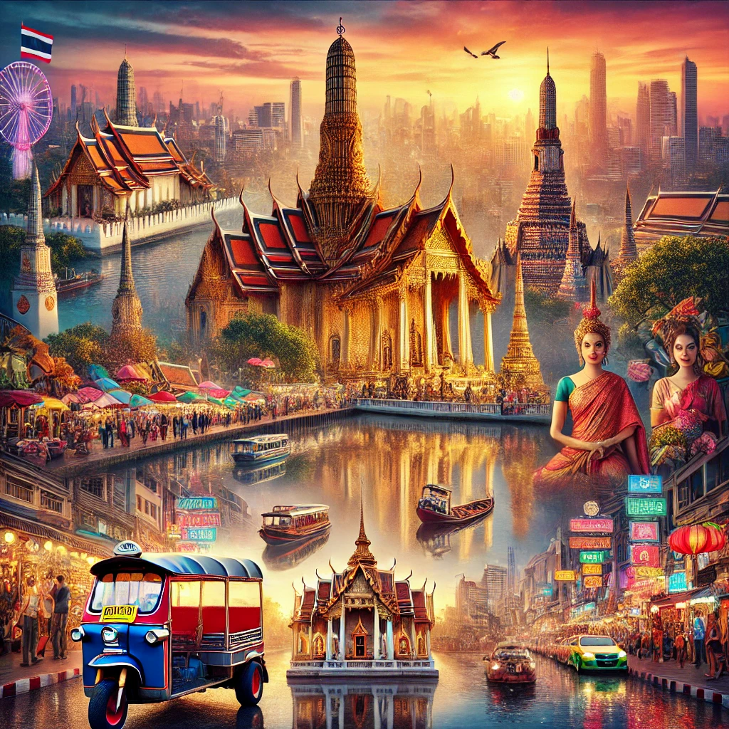 DALL·E 2025-03-24 19.42.10 - A stunning collage showcasing the most iconic landmarks of Bangkok, Thailand. The collage includes_ 1) The Grand Palace with its golden architecture a